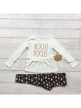Rae Dunn Girls "Hocus Pocus" Halloween Outfit Ghost Pumpkin Leggings NWT 4